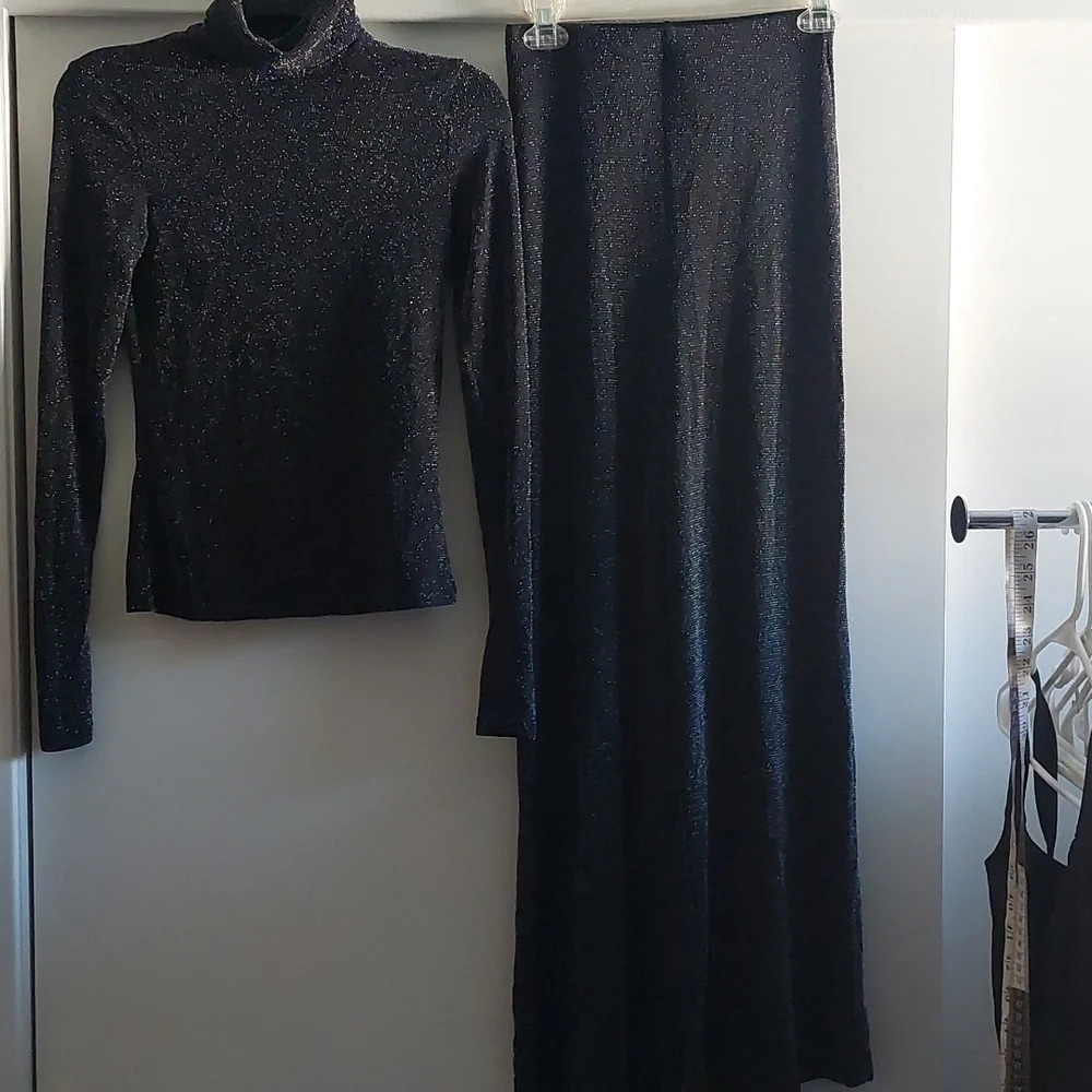 2pc Matching set Shirt & pull-on Flare pants XS Party Disco Club Wedding